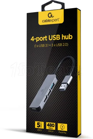 Photo de Hub USB 3.1/2.0 Gembird - 4 ports (Gris)