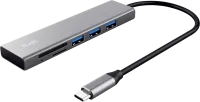 Photo de Hub USB-C 3.2 Trust Halyx - 3 ports USB-A + lecteur de cartes (Argent)