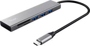 Photo de Hub USB-C 3.2 Trust Halyx - 3 ports USB-A + lecteur de cartes (Argent)