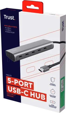 Photo de Hub USB-C 3.2 Trust Halyx - 5 ports (Argent)