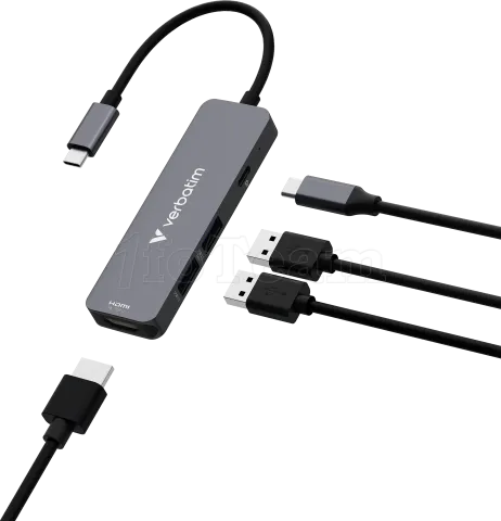 Photo de Hub USB-C 3.2 Verbatim Essentials - 4 ports (Gris)