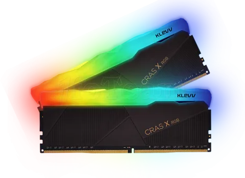 Photo de Kit Barrettes mémoire 16Go (2x8Go) DIMM DDR4 Klevv Cras X RGB  3200Mhz (Noir)