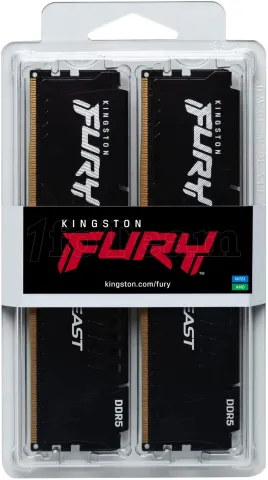 Photo de Kit Barrettes mémoire 16Go (2x8Go) DIMM DDR5 Kingston Fury Beast 5600MHz (Noir)