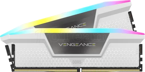 Photo de Kit Barrettes mémoire 32Go (2x16Go) DIMM DDR5 Corsair Vengeance RGB 6000MHz (Blanc)