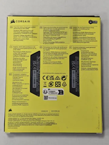 Photo de Kit Barrettes mémoire 32Go (2x16Go) DIMM DDR5 Corsair Vengeance RGB  7200MHz CL34 (Noir) - SN 233305752684776/77 - ID 211274