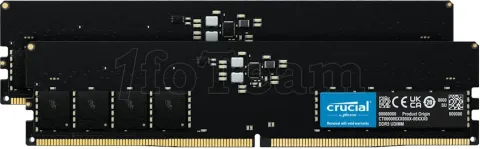 Photo de Kit Barrettes mémoire 32Go (2x16Go) DIMM DDR5 Crucial Classic 4800MHz (Noir)