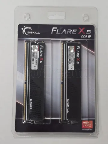 Photo de Kit Barrettes mémoire 32Go (2x16Go) DIMM DDR5 G.Skill Flare X5 6000MHz AMD Expo (Noir) - SN 24262603437/38 - ID 211285