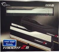 Photo de Kit Barrettes mémoire 32Go (2x16Go) DIMM DDR5 G.Skill Trident Z5 6000MHz (Argent) - SN 24111290665/66 - ID 206785