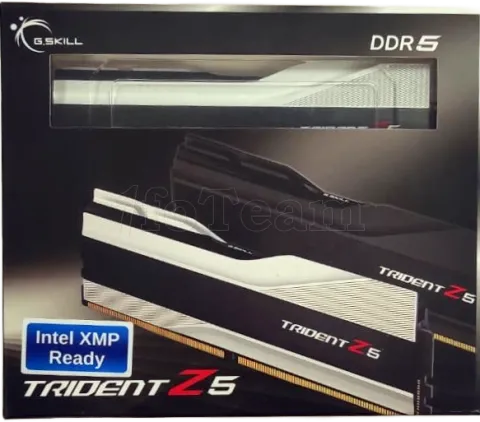 Photo de Kit Barrettes mémoire 32Go (2x16Go) DIMM DDR5 G.Skill Trident Z5 6000MHz (Argent) - SN 24111290665/66 - ID 206785