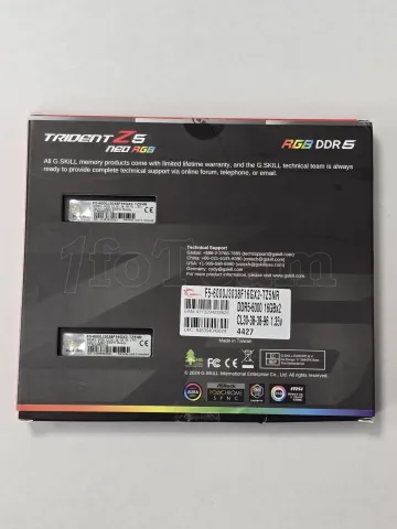 Photo de Kit Barrettes mémoire 32Go (2x16Go) DIMM DDR5 G.Skill Trident Z5 Neo RGB 6000MHz (Noir) AMD - SN 24393932031/32 - ID 211297