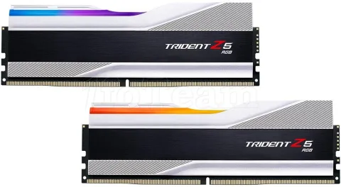 Photo de Kit Barrettes mémoire 32Go (2x16Go) DIMM DDR5 G.Skill Trident Z5 RGB 6000MHz (Argent)