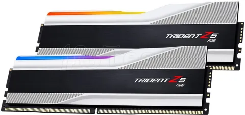 Photo de Kit Barrettes mémoire 32Go (2x16Go) DIMM DDR5 G.Skill Trident Z5 RGB 6000MHz (Argent)