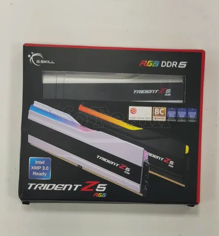 Photo de Kit Barrettes mémoire 32Go (2x16Go) DIMM DDR5 G.Skill Trident Z5 RGB 6800MHz (Argent) - SN 24323143497/98 - ID 208943