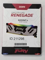 Photo de Kit Barrettes mémoire 32Go (2x16Go) DIMM DDR5 Kingston Fury Renegade RGB  6000MHz (Noir) - SN 2350 0000010214711-T000765/66 - ID 211298