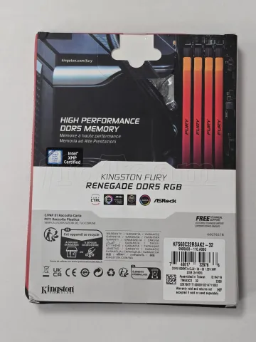 Photo de Kit Barrettes mémoire 32Go (2x16Go) DIMM DDR5 Kingston Fury Renegade RGB  6000MHz (Noir) - SN 2350 0000010214711-T000765/66 - ID 211298