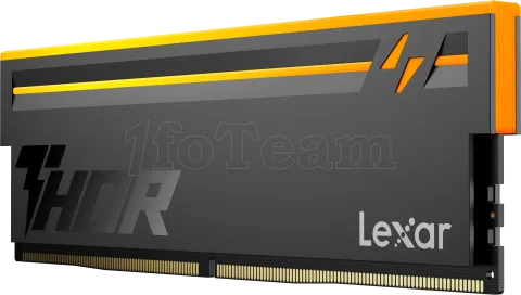 Photo de Kit Barrettes mémoire 32Go (2x16Go) DIMM DDR5 Lexar Thor 2nd Gen RGB 6000MHz CL38 (Noir)