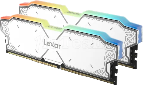 Photo de Kit Barrettes mémoire 32Go (2x16Go) DIMM DDR5 Lexar Thor RGB 6000MHz (Blanc)