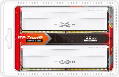 Photo de Kit Barrettes mémoire 32Go (2x16Go) DIMM DDR5 Silicon Power XPower Zenith 6000Mhz (Blanc)