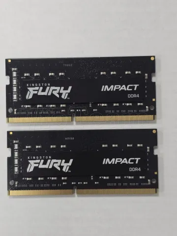 Photo de Kit Barrettes mémoire 32Go (2x16Go) SODIMM DDR4 Kingston Fury Impact  3200Mhz (Noir) - SN 2436 0000010516994-S004371/S001458 - ID 211378