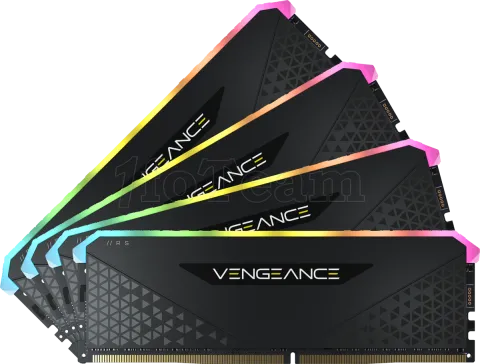 Photo de Kit Barrettes mémoire 32Go (4x8Go) DIMM DDR4 Corsair Vengeance RS RGB  3200Mhz (Noir)