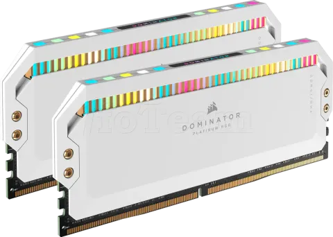 Photo de Kit Barrettes mémoire 64Go (2x32Go) DIMM DDR5 Corsair Dominator Platinum RGB  5200MHz (Blanc)