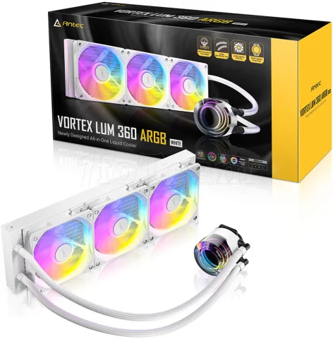 Photo de Kit Watercooling AIO Antec Vortex Lum RGB - 360mm (Blanc)