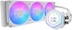 Photo de Kit Watercooling AIO Cooler Master MasterLiquid Atmos II LCD RGB - 360mm (Blanc)