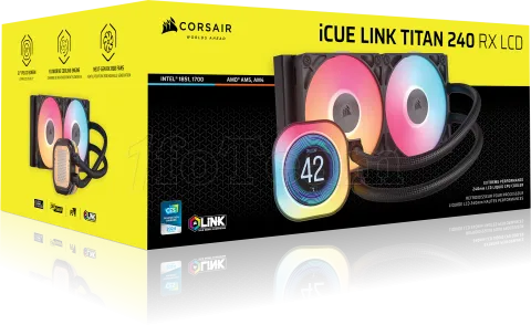 Photo de Kit Watercooling AIO Corsair iCue Link Titan RX LCD RGB - 240mm (Noir)