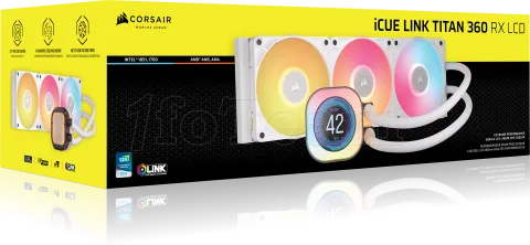 Photo de Kit Watercooling AIO Corsair iCue Link Titan RX LCD RGB - 360mm (Blanc)