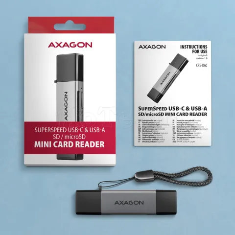 Photo de Lecteur de Cartes USB-C 3.2 Axagon CRE-DAC (Gris)