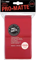 Photo de Lot de 100 Sleeves Ultra Pro Pro-Matte Format Standard 66x91mm (Rouge)