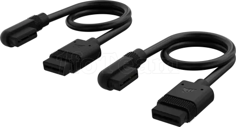 Photo de Lot de 2 Câbles de connexion Corsair iCue Link coudé 90° 20cm (Noir)