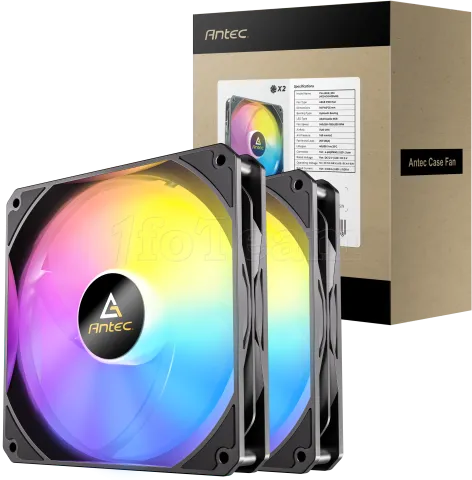 Photo de Lot de 2 Ventilateurs de boitier Antec P14 RGB - 14cm (Noir)