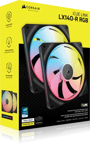 Photo de Lot de 2 Ventilateurs de boitier Corsair iCue Link LX-R RGB - 14cm (Noir)