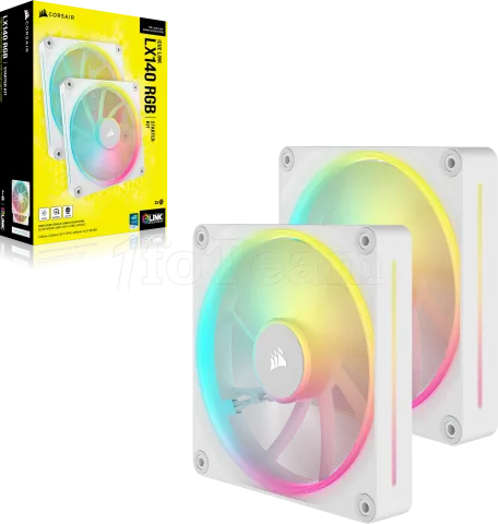 Photo de Lot de 2 Ventilateurs de boitier Corsair iCue Link LX RGB - 14cm (Blanc)