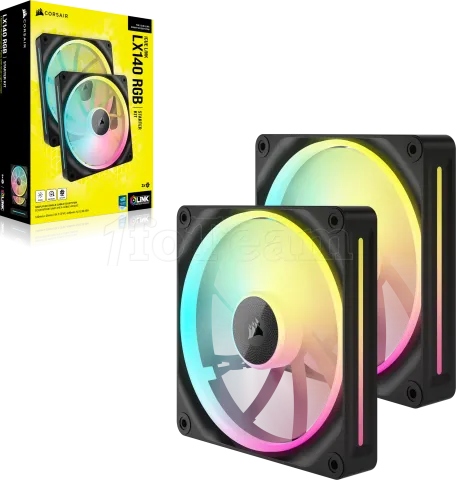 Photo de Lot de 2 Ventilateurs de boitier Corsair iCue Link LX RGB - 14cm (Noir)