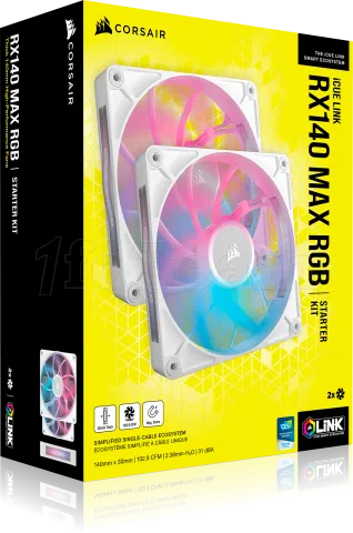 Photo de Lot de 2 Ventilateurs de boitier Corsair iCue Link RX Max RGB - 14cm (Blanc)