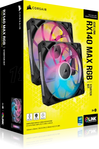 Photo de Lot de 2 Ventilateurs de boitier Corsair iCue Link RX Max RGB - 14cm (Noir)