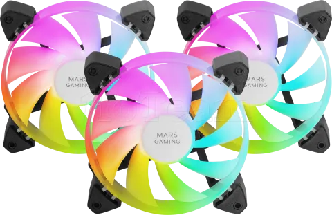 Photo de Lot de 3 Ventilateurs boitier Mars Gaming MF-3A RGB - 12cm (Noir)