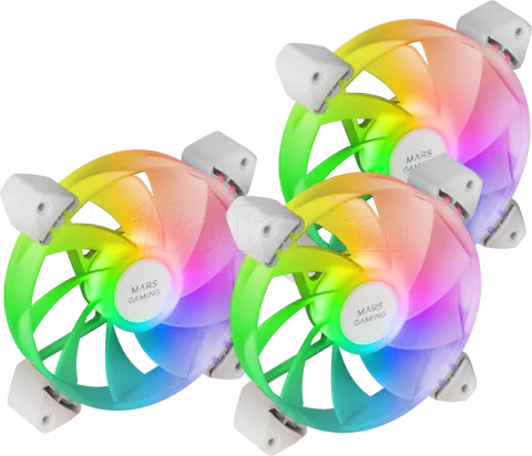 Photo de Lot de 3 Ventilateurs boitier Mars Gaming MF-3AR RGB - 12cm (Blanc)