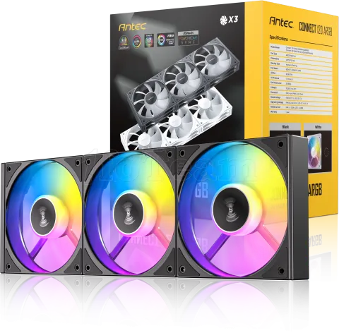 Photo de Lot de 3 Ventilateurs de boitier Antec Connect - 12cm (Noir)