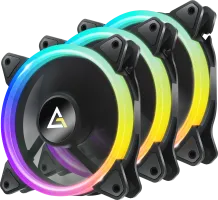 Photo de Lot de 3 Ventilateurs de boitier Antec Neon RGB - 12cm (Noir)