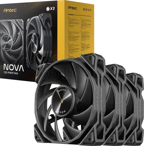 Photo de Lot de 3 Ventilateurs de boitier Antec Nova - 12cm (Noir)