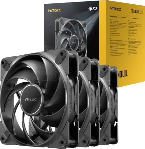 Photo de Lot de 3 Ventilateurs de boitier Antec Tranquil - 12cm (Noir)