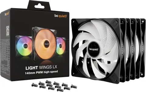 Photo de Lot de 3 Ventilateurs de boitier be quiet! Light Wings LX High Speed RGB - 14cm (Noir)