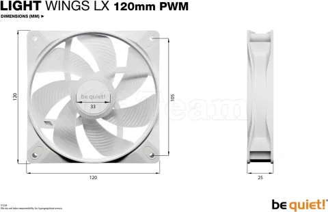 Photo de Lot de 3 Ventilateurs de boitier be quiet! Light Wings LX RGB - 12cm (Blanc)