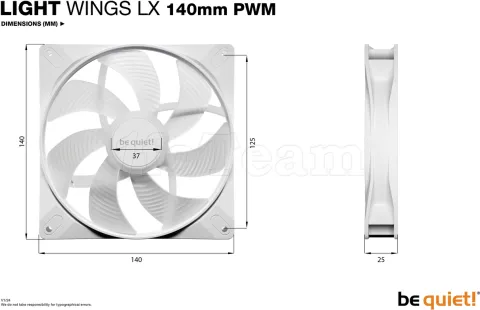 Photo de Lot de 3 Ventilateurs de boitier be quiet! Light Wings LX RGB - 14cm (Blanc)