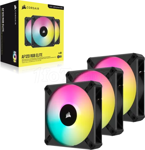 Photo de Lot de 3 Ventilateurs de boitier Corsair iCue AF Elite RGB - 12cm (Noir)