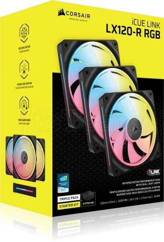 Photo de Lot de 3 Ventilateurs de boitier Corsair iCue Link LX-R RGB - 12cm (Noir)