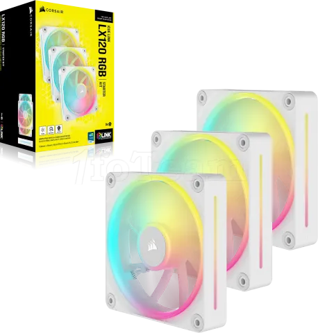 Photo de Lot de 3 Ventilateurs de boitier Corsair iCue Link LX RGB - 12cm (Blanc)